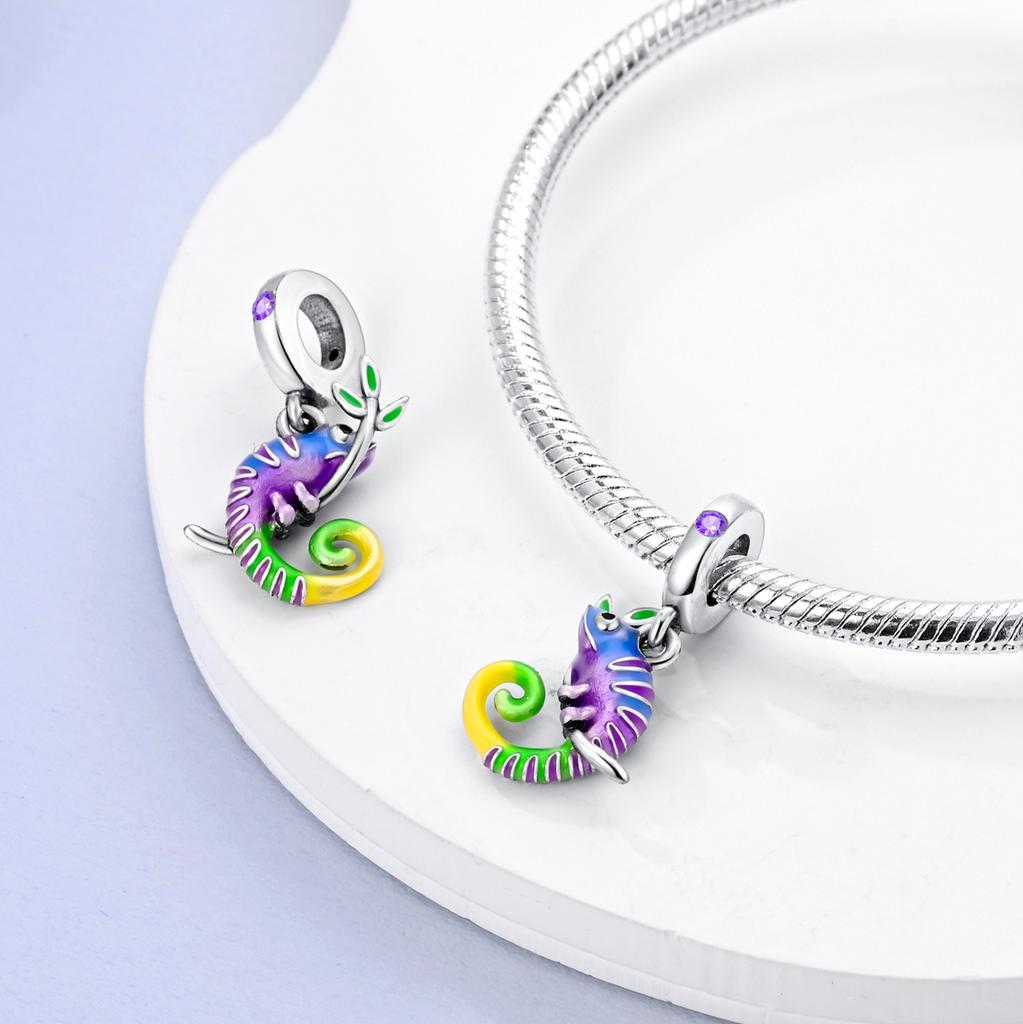 Silver Plated Green Series Avocado Pendant Four-leaf Clover Charms Beads Fit Original  Bracelet Women Jewelry