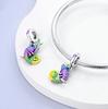 Silver Plated Green Series Avocado Pendant Four-leaf Clover Charms Beads Fit Original  Bracelet Women Jewelry