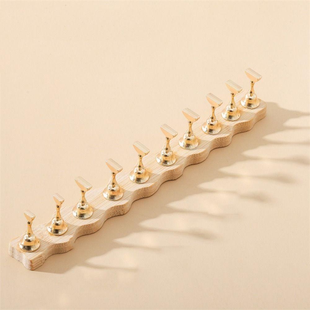 INS False Nail Tip Holder Wooden Nail Holder with Base Nail Display Stand Nail Art Practice