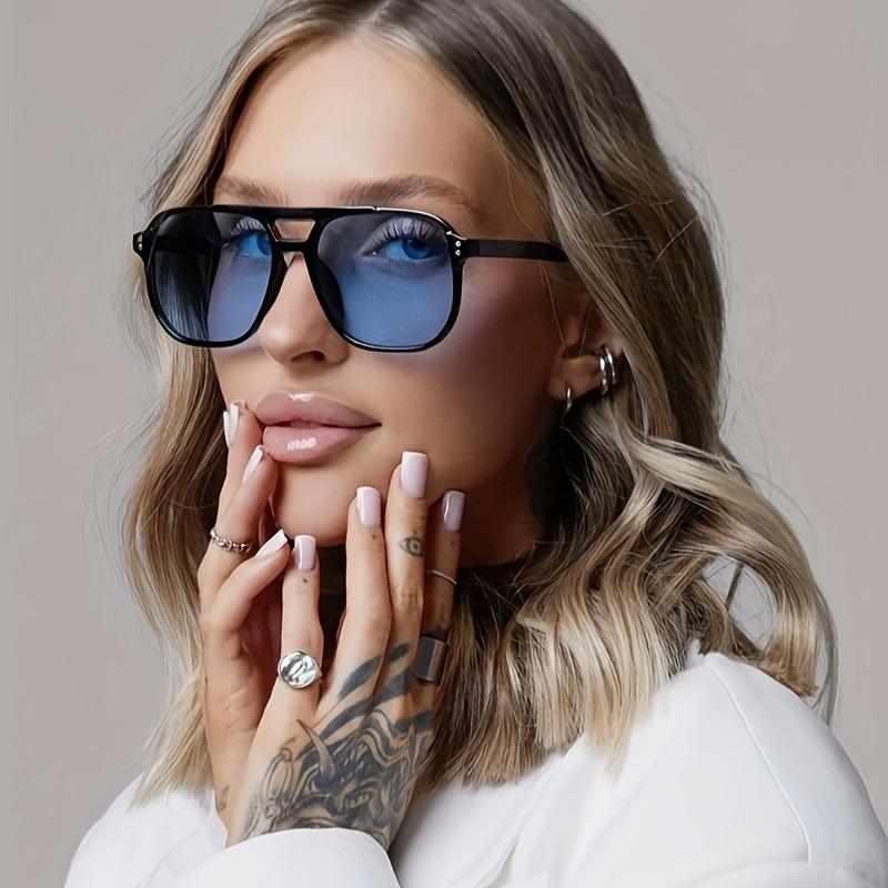 4pcs Square UV Resistant Sunglasses Women Oversize Framed Blue Fashion Sun Glasses Men Retro Brand Glasses Durable Eyeglasses