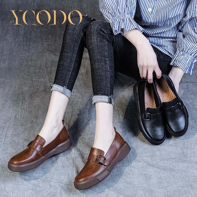 Женщины и девушки-студенты, лето, весна, осень, повседневные лоферы из натуральной кожи без шнуровки