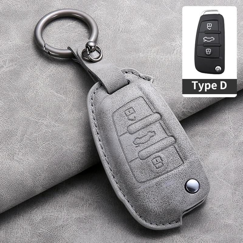 Car Key Case Cover For A1 A3 A6 A6L Q2 Q3 Q7 TTS R8 S6 RS3 Leather Car Key Shell Accessories