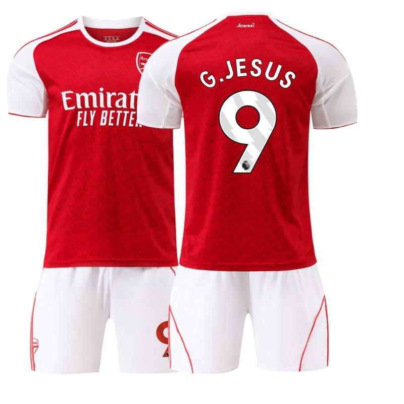 Arsenal 2526 Home Football Jersey Set Saka No.7 Jesus No.9 Martinelli No.11 Kids Adult Uniform