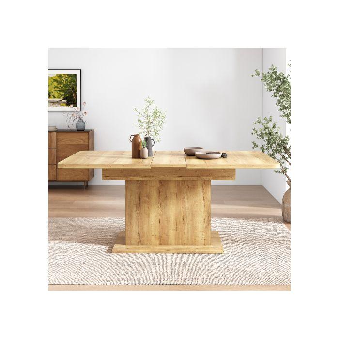 Table de salle à manger - MUVOE - L110/130*L70*H75 - 6 places - Marron - Rectangulaire