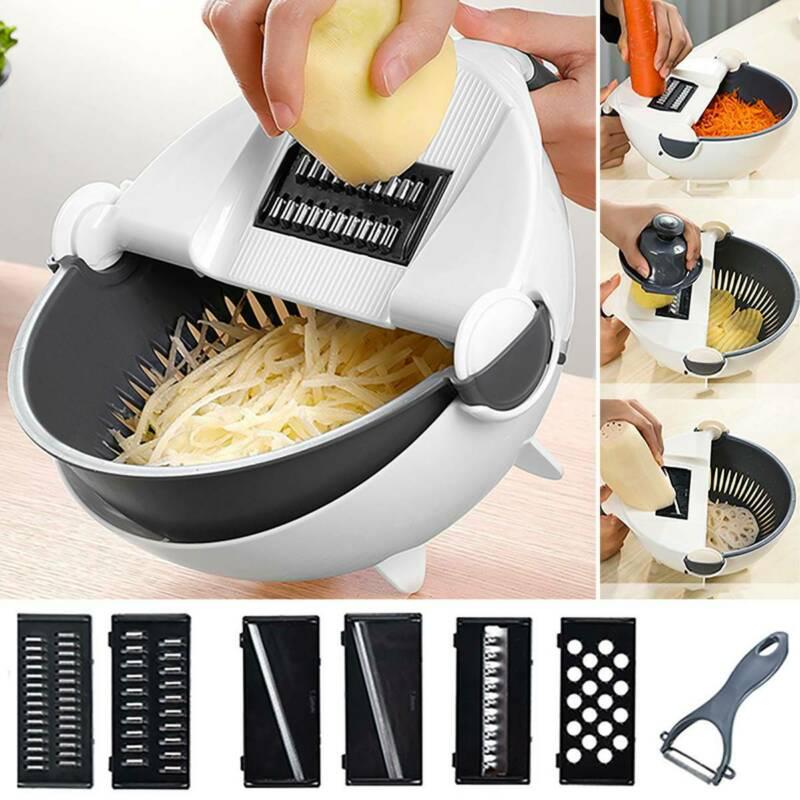 9 в 1 бытовой многофункциональный поворотный овощерезный станок, креативная кухонная корзина, инструменты