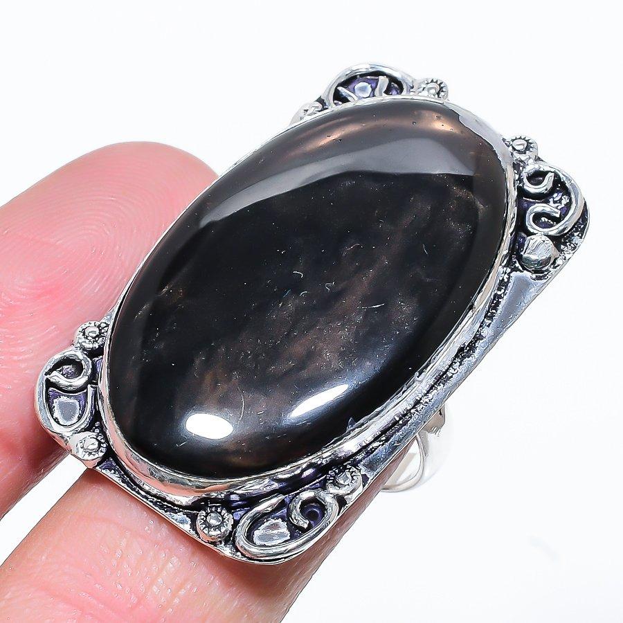 Подарочное кольцо Sunsheen Obsidian Handmade из стерлингового серебра 925 пробы, размер 10 l0d09