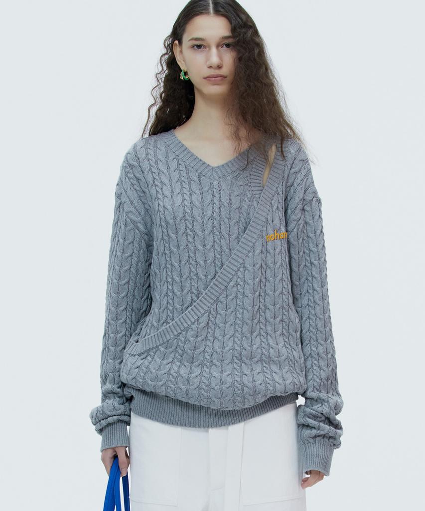 NOHANT Cut-Out Two Way Cable Knit Gray