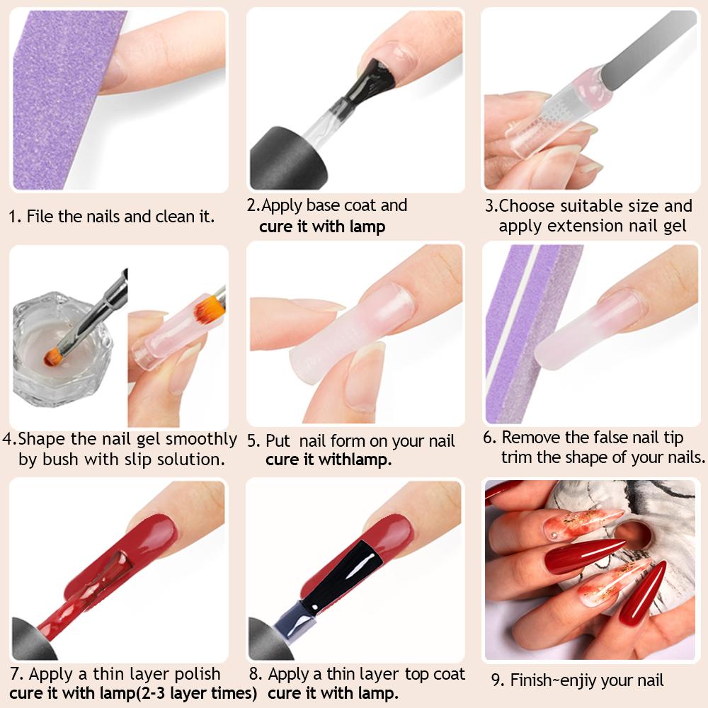 Маникюрный набор PHOENIXY с УФ-светодиодной лампой для ногтей 36 Вт, акриловый гель, полигель для ногтей, набор для наращивания ногтей, блестящий гель, УФ-строительный гель-лак