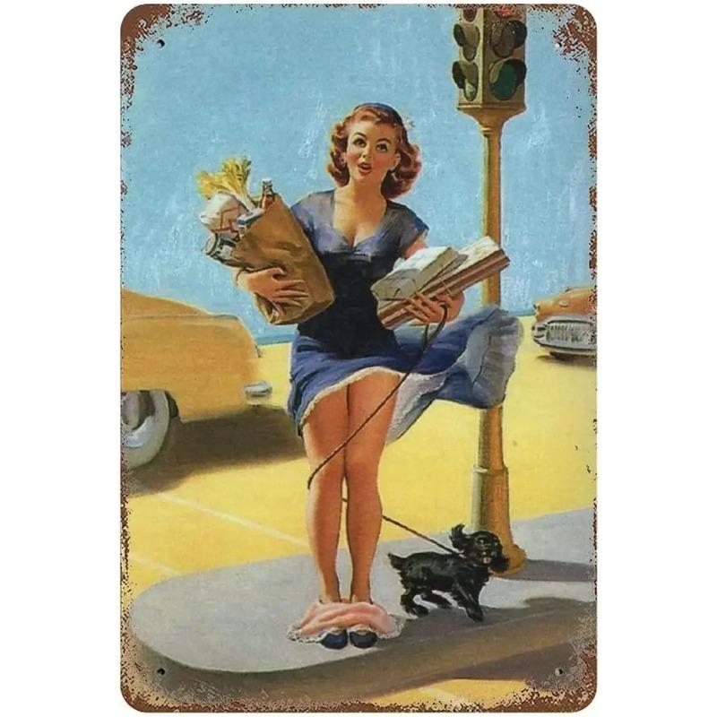 Металлическая табличка Pin-Up Girl, Винтажный декор для настенного искусства 30x20 см