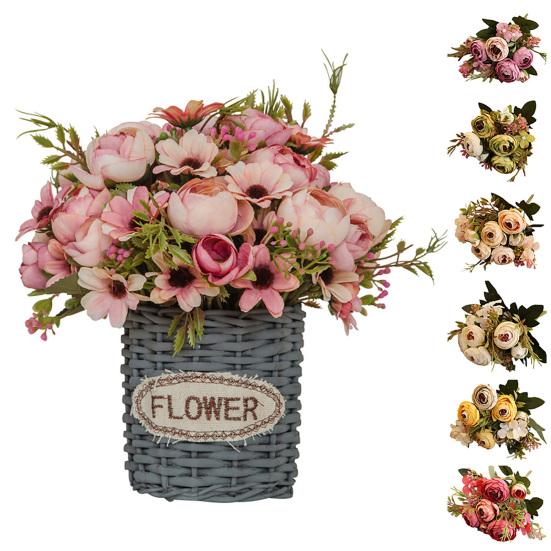 Букет из искусственных цветов роза и гортензия для декора и торжеств