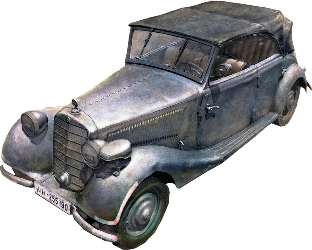 Master Box Масштаб 1/35 Немецкий военный легковой автомобиль 170V 4-дверный 1937-1940 Пластиковый набор модели MB35100