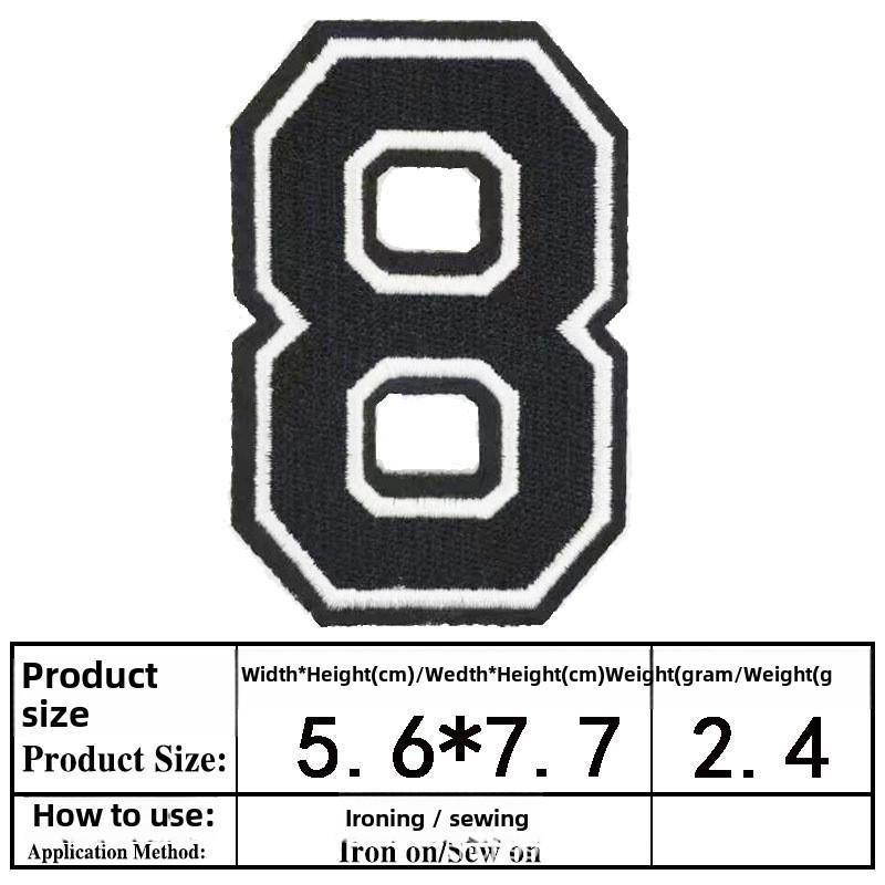 Полная вышивка алфавита и цифр на тканевой нашивке - большой значок из джерси