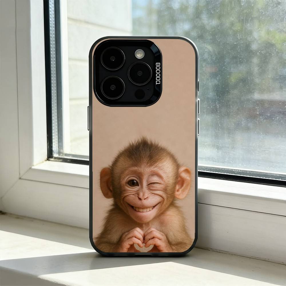 Смешная Обезьяна М-Мемы Чехол для Телефона Для iPhone 17,16,15,14,13,12,11 Plus,Pro Max,XS,Красочный Серебристый Черный Чехол