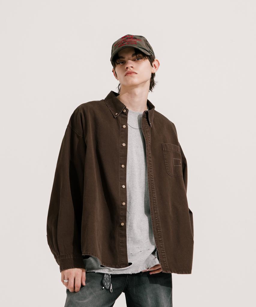 EZKATON Recycled Long Sleeve Shirt Brown Kmls6867