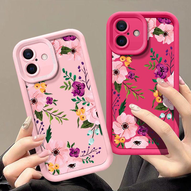Luxury Floral Print TPU Matte Case For iPhone 16 Pro Max 15 Pro 14 13 12 11 XS XR 8 7 Soft Silicone Shockproof Phone Cover