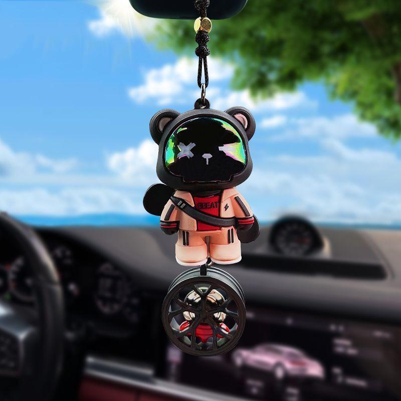 Милый крутой медведь зеркало заднего вида автомобиля маленькая подвеска автомобильная подвеска автомобильные аксессуары украшают интерьер креативный декор орнамент украшение