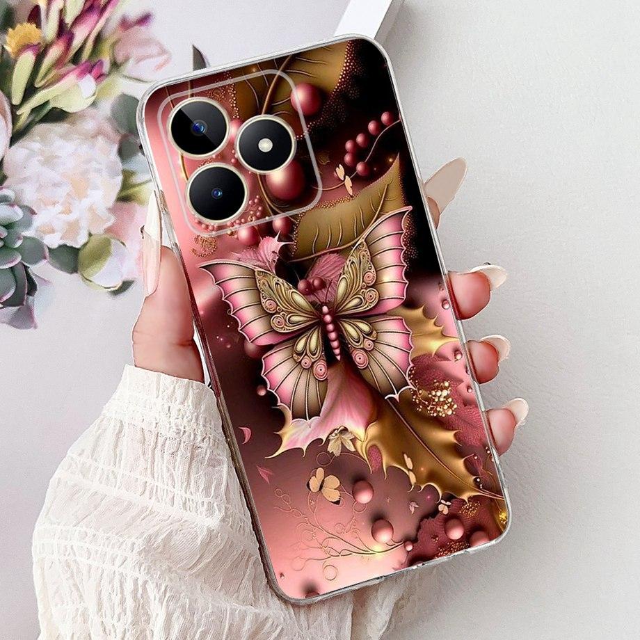 For Realme C51 C53 Phone Case Realme Note 50 Back Cover Soft Silicone Transparent TPU Bumper Funda Lion Cat Women Fashion Cases