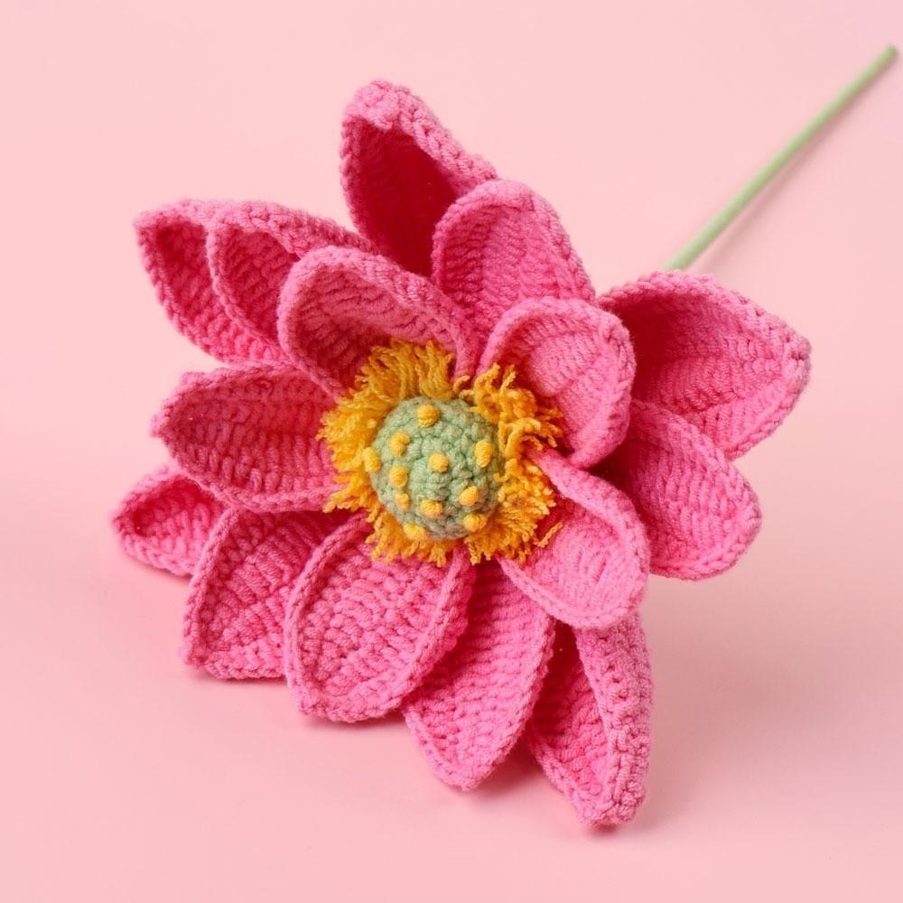 Finished Handwoven Crochet Lotus Flower Artistic Artificial Plant Decor Home Decor