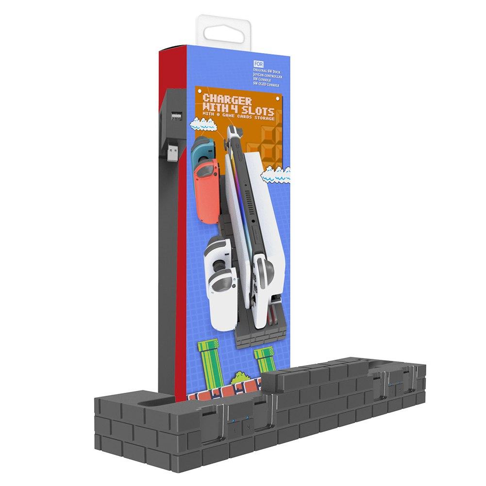 Зарядная док-станция контроллера Switch, совместимая с Nintendo Switch и моделями Joycon с OLED-дисплеем, модернизированная 8 игровыми хранилищами для Nintendo Switch Joycon