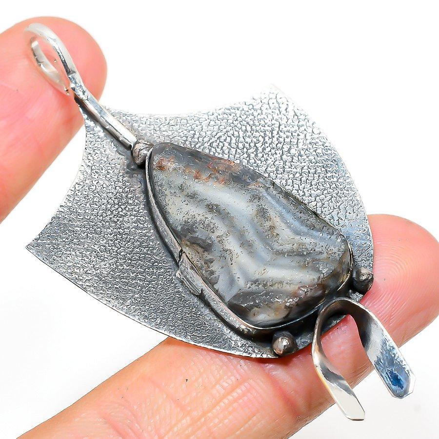 Natural Desert Rose Druzy Gemstone 925 Sterling Silver Pendant 2.76" Q2r98