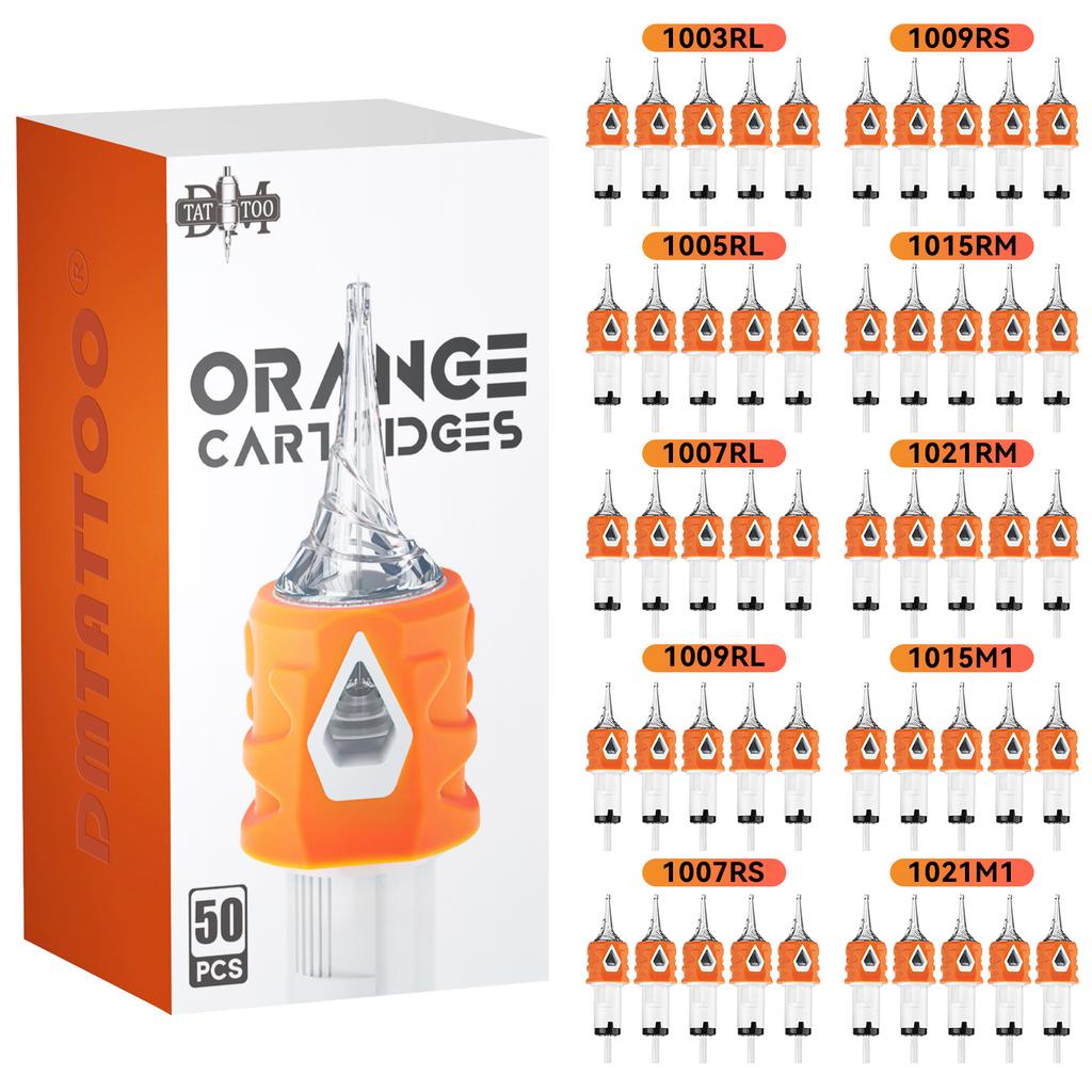 DM ORANGE 50 шт. Смесь картриджных тату-игл RL/RM/RS/M1 Одноразовые силиконовые стерилизованные безопасные тату-иглы для тату-машинки