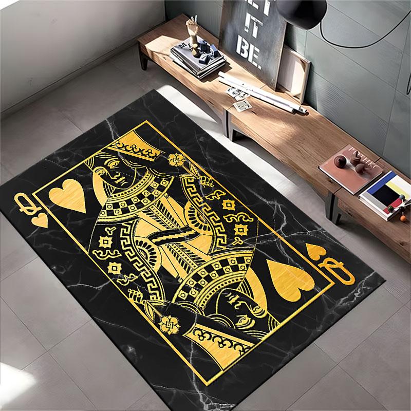 Queen of Hearts Gold Design suitable as a non-slip mat for the living room or bedroom sofa