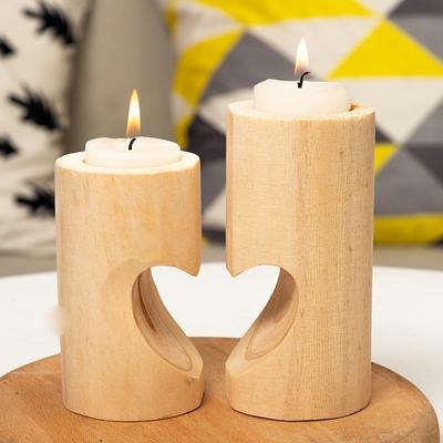 Подсвечники-свечи типа "tea light" для центра стола, Декоративный набор деревянных подсвечников "tea light", Подсвечник "Сердце Единства" для дома
