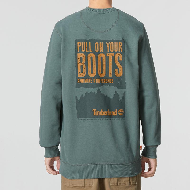 Timberland Af Boot Crew Neck Sweatshirt Solid Color Letter Print Sports Casual Round Neck Sweatshirt Men sweatshirt Green A699D-392