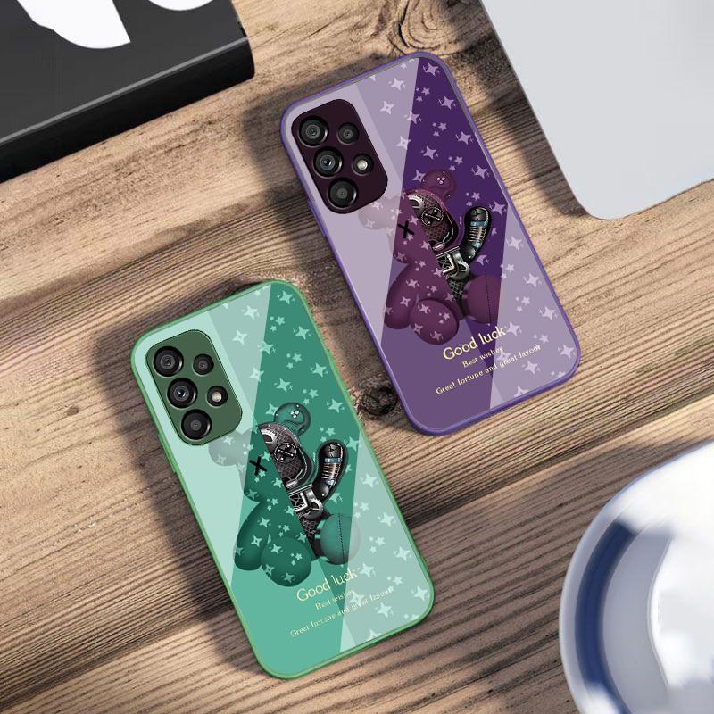 Коричневый Механический Медведь для Samsung Galaxy S10 4G S20 11E 30 S21 22 S24 Fe Pro S23 S25 Ultra 5G S9 Чехол для телефона из закаленного стекла