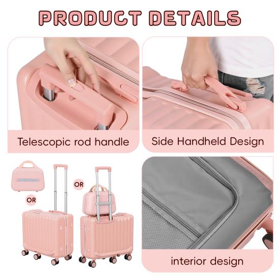 Small Suitcase for Kids 20 Inch Ride-On Luggage with Carry-On Suitcase, 6 Spinner Wheels & Non Slip Telescopic Handle Retractable Handle, Hardshell