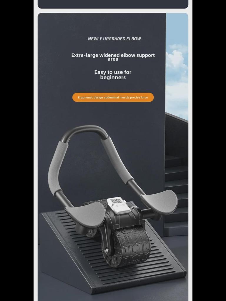Dual-Purpose Ab Roller with Elbow Support - Automatic Rebound for Home Abdominal Muscle Training, Suitable for Men and Women