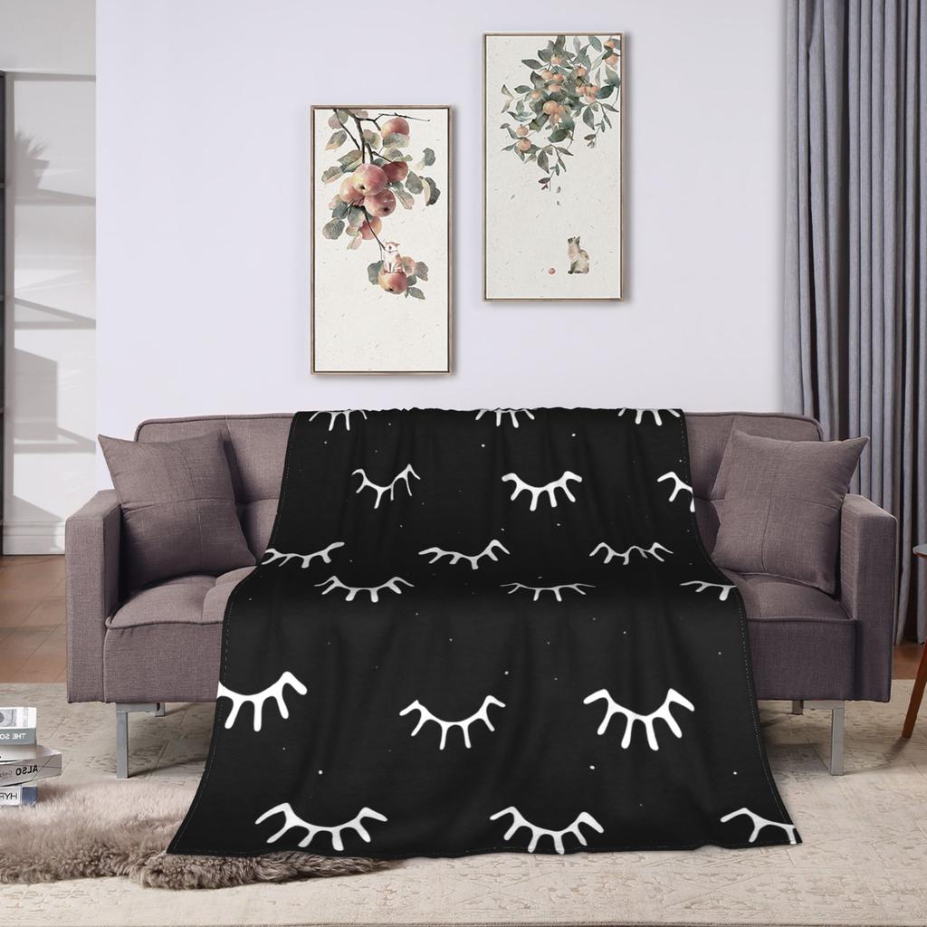 Eyelash Cartoon Eyelashes Blankets Fleece Spring/Autumn Portable Super Warm Throw Blanket for Bedding Outdoor Bedspreads