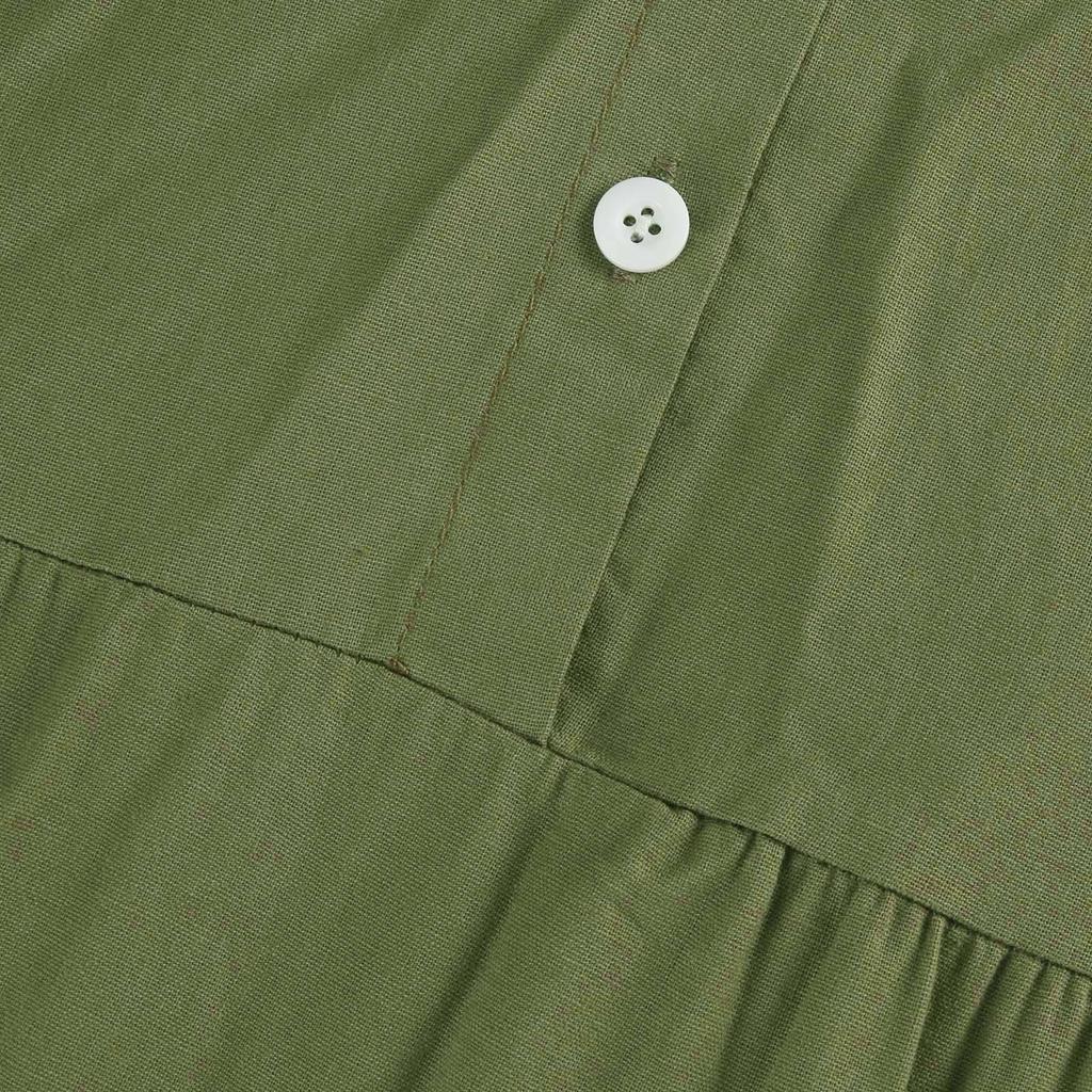 Женская мода в стиле ретро, ​​однотонная хлопковая и льняная длинная классическая рубашка с воротником и пуговицами, повседневная юбка