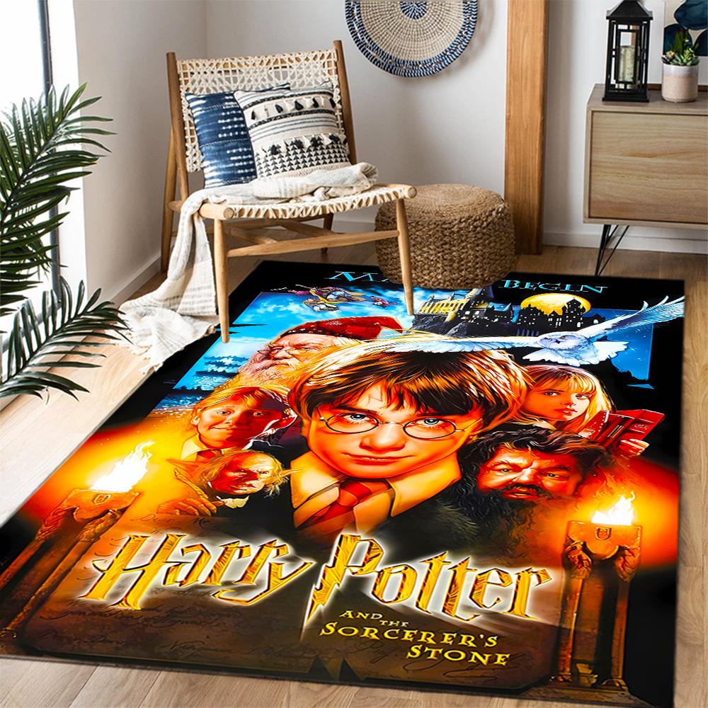 Harry Potter Hogwarts Themed Anti-Slip Rugs - Polyester Home Decor, Suitable for Bedrooms, Living Rooms, Doorways, Studios, and Decorations