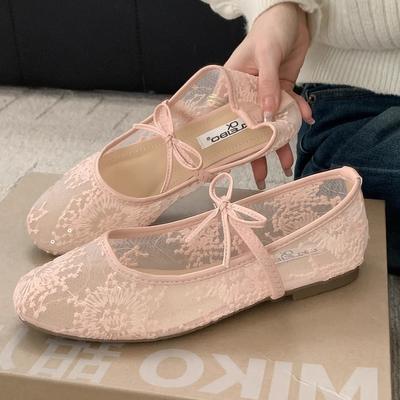 Модные балетки Женские лоферы Обувь Сетка Кружево Элегантные сандалии Модное платье Лолита Женская обувь Тренд Дизайнер Женские Zapatillas