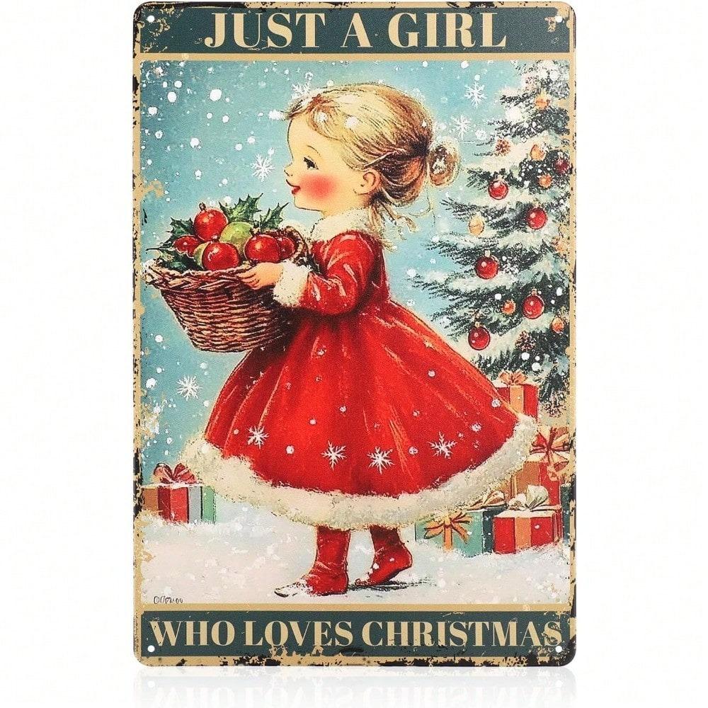 GTHYUS Vintage Christmas Tin Sign Metal Wall Decor X Inch Rustic Holiday Plaque Home Decor