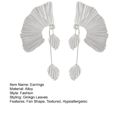 Женские массивные серьги-подвески, серьги в форме веера с листом гинкго, винтажные богемные текстурированные серьги-подвески, ювелирные подарки для нее