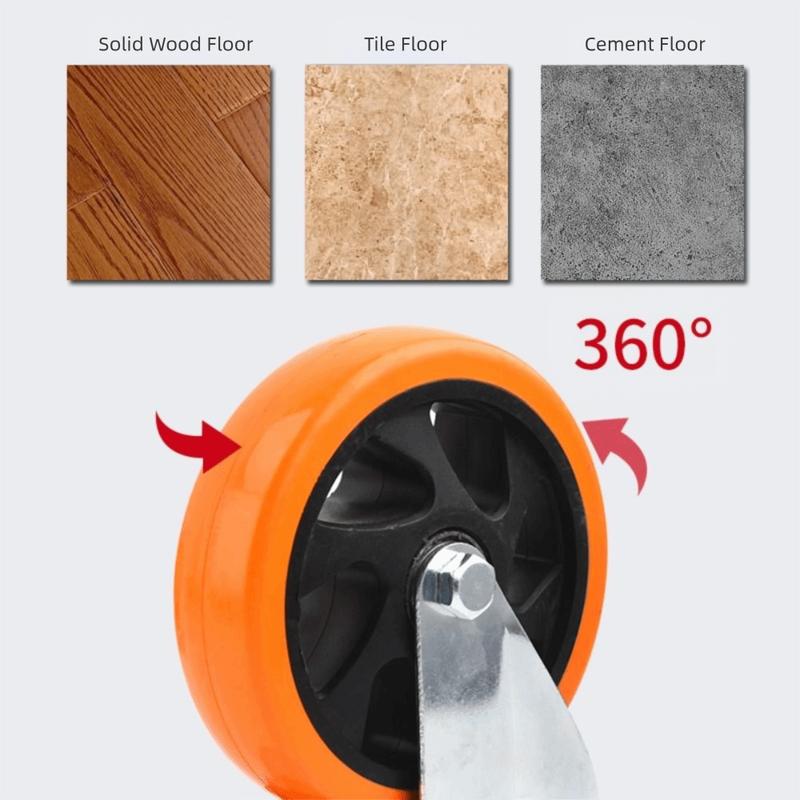3" / 4" /5'' Wheel Swivel Casters PVC Blackheart Orange Face Furniture Castor dual-axis Brakes Industrial wheels Table Shelf
