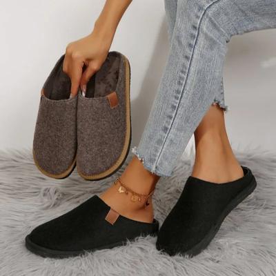 Модные зимние хлопковые тапочки AJGS 2025 Новые женские тапочки Модные теплые уличные тапочки Мюли цвета горчичного семени Женская обувь