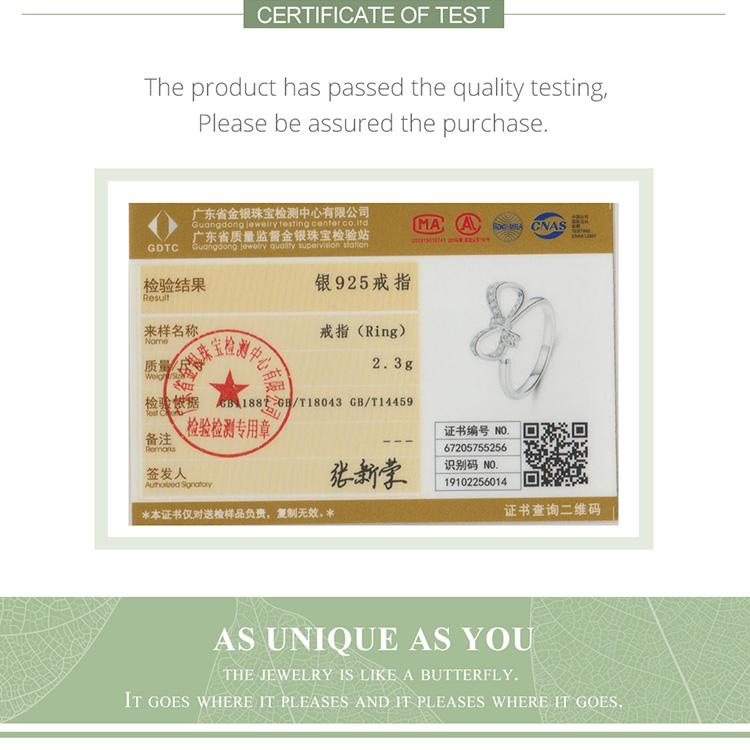 Bisaer Кольца на палец из стерлингового серебра 925 пробы с бантиком и лентой для женщин Штабелируемые регулируемые кольца с CZ