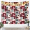 Merry Christmas Tapestry  Reindeer Wall Hanging Blanket Damask Pattern Wall Art for Living Room Bedroom Decoration Snowflake