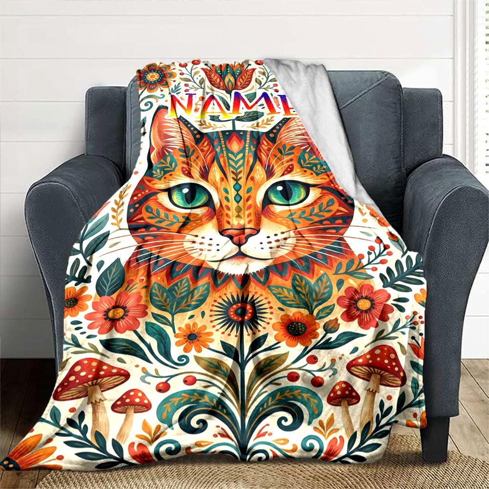Colorful Floral Rainbow Pattern Home Customize Your Name Blankets Soft Cozy Lightweight All Season Multi Use Throw Blanket For Couch Office Bed Living