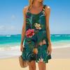 Women's Fashion Summer Beach Casual Print Sleeveless Cute Mini Sling Dress