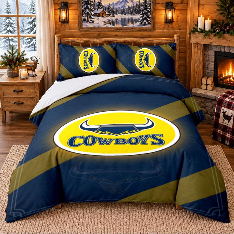 Printed 3Pcs Bedding Set North Queensland Cowboys Pattern Bed Sheet Pillowcase For Bedroom Decor