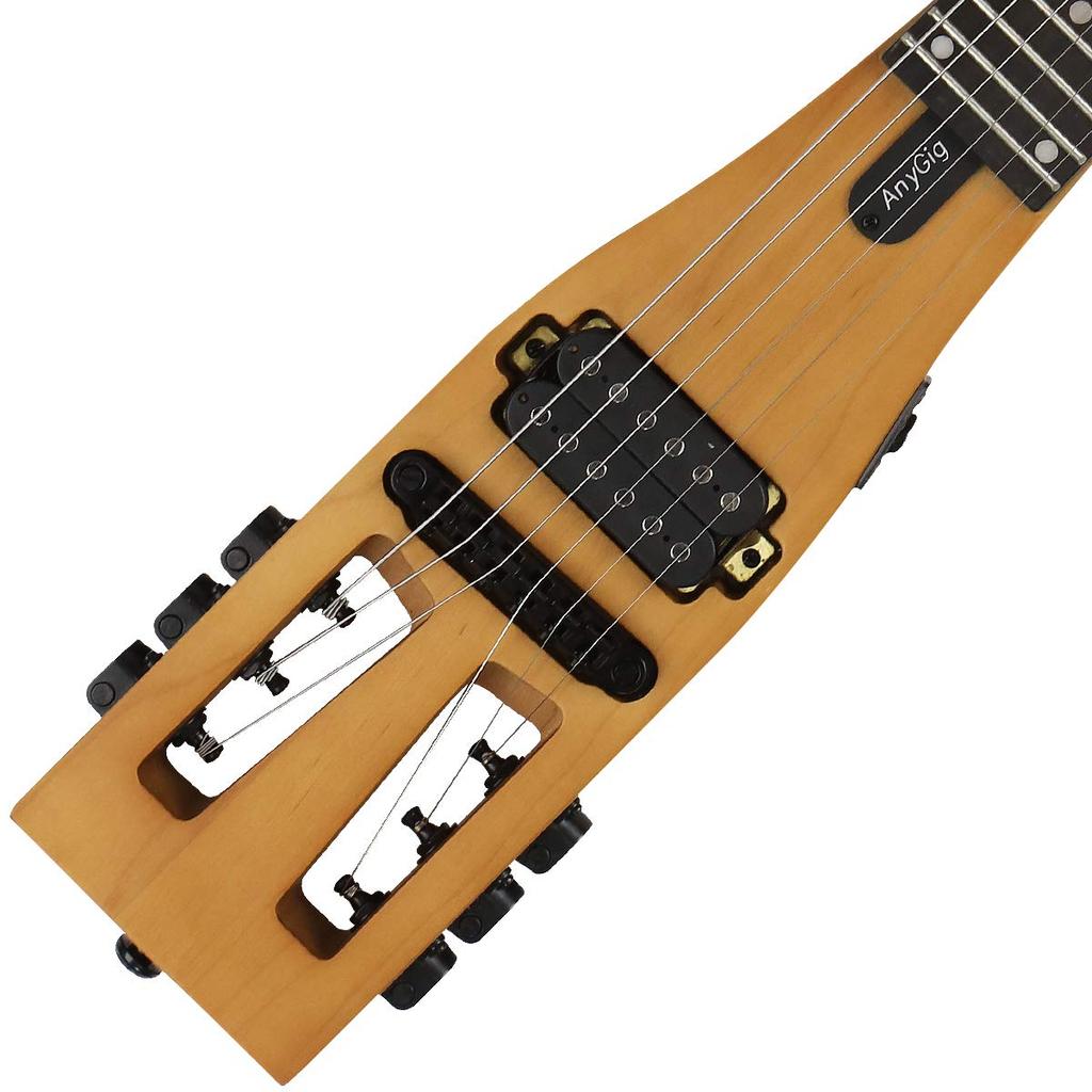 Anygig Portable Travel Electric with Gig Bag Guitar, 82cm, 1.6kg, Brown, 25.5" Full-Scale, Right-Handed,