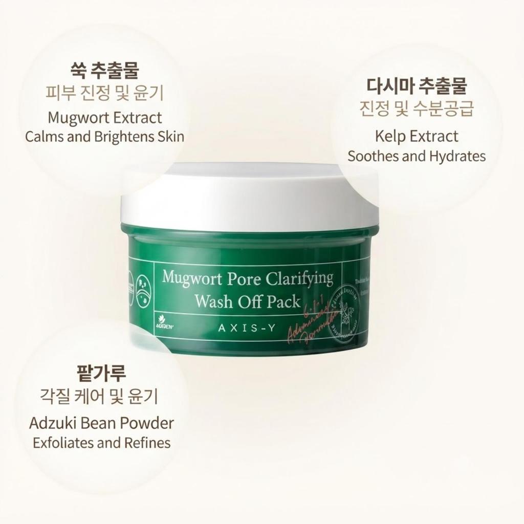 AXIS-Y Mugwort Pore Clarifying Wash Off Pack Purifying Clay Mask 100ml