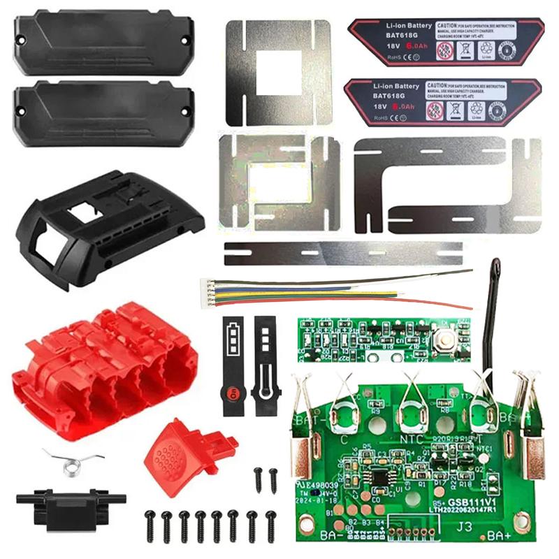 Пластиковый корпус-коробка-оболочка для литий-ионного аккумулятора Bosch 18V BAT618 BAT609 6Ah с платой защиты PCB Наклейка