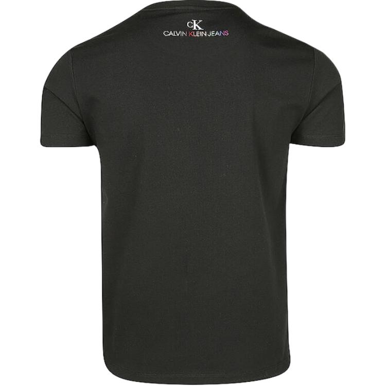 Calvin Klein Джинсовая футболка с принтом логотипа, удобная, простая, с круглым вырезом и короткими рукавами, мужская, топы, черная 21899189-010