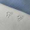 Silver Color Bow Stud Earrings For Women Minimalist Cute Mini Small Bowknot Ear Piercing Earrings Jewelry Gift