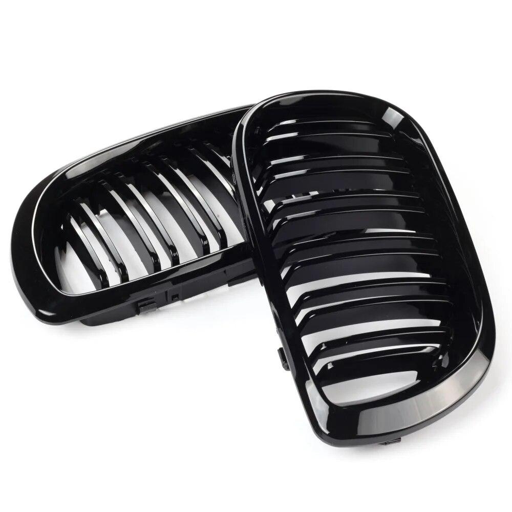 1 пара автомобильных передних решеток для почек, глянцевая черная двойная решетка для капота для BMW 3 серии E46 2002-2005, гоночная решетка, замена автомобиля